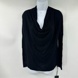 Michael Lauren Randi Black Cowl Neck Drop Shoulder Long Sleeve Tee Size Small